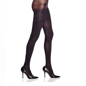 Hue Flecked Opaque Control Top Tights Almost Black Small/Medium